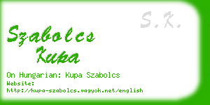 szabolcs kupa business card